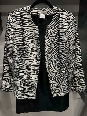 Allyson Cara 2 piece Black & White Zebra Print Suit
